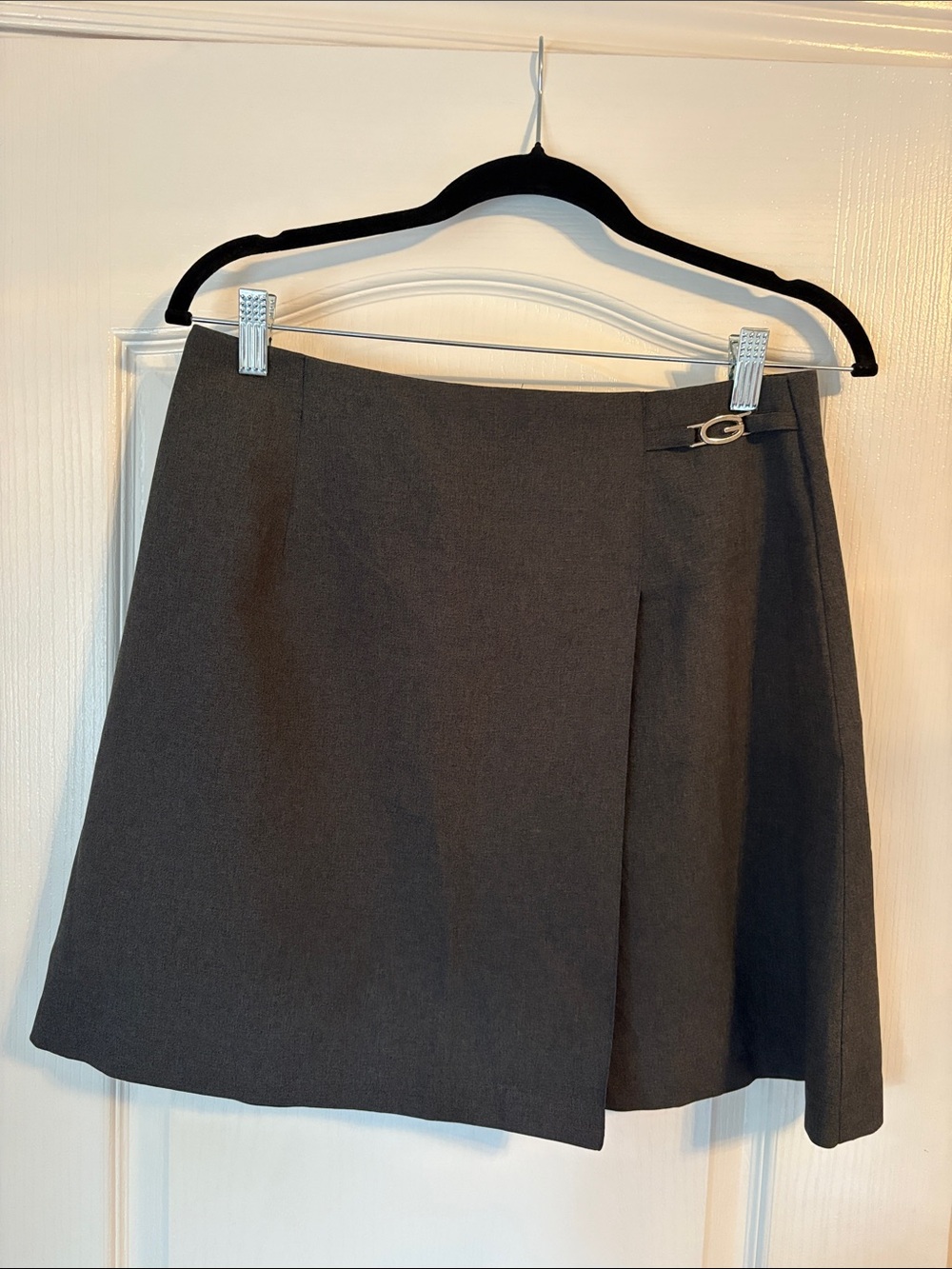 Bentley Gray Mini Skirt with Buckle Accent